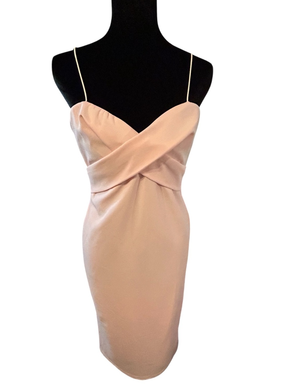Love by Design Blush Pink Spaghetti-Strap Midi Dress with Twist Bodice-Large